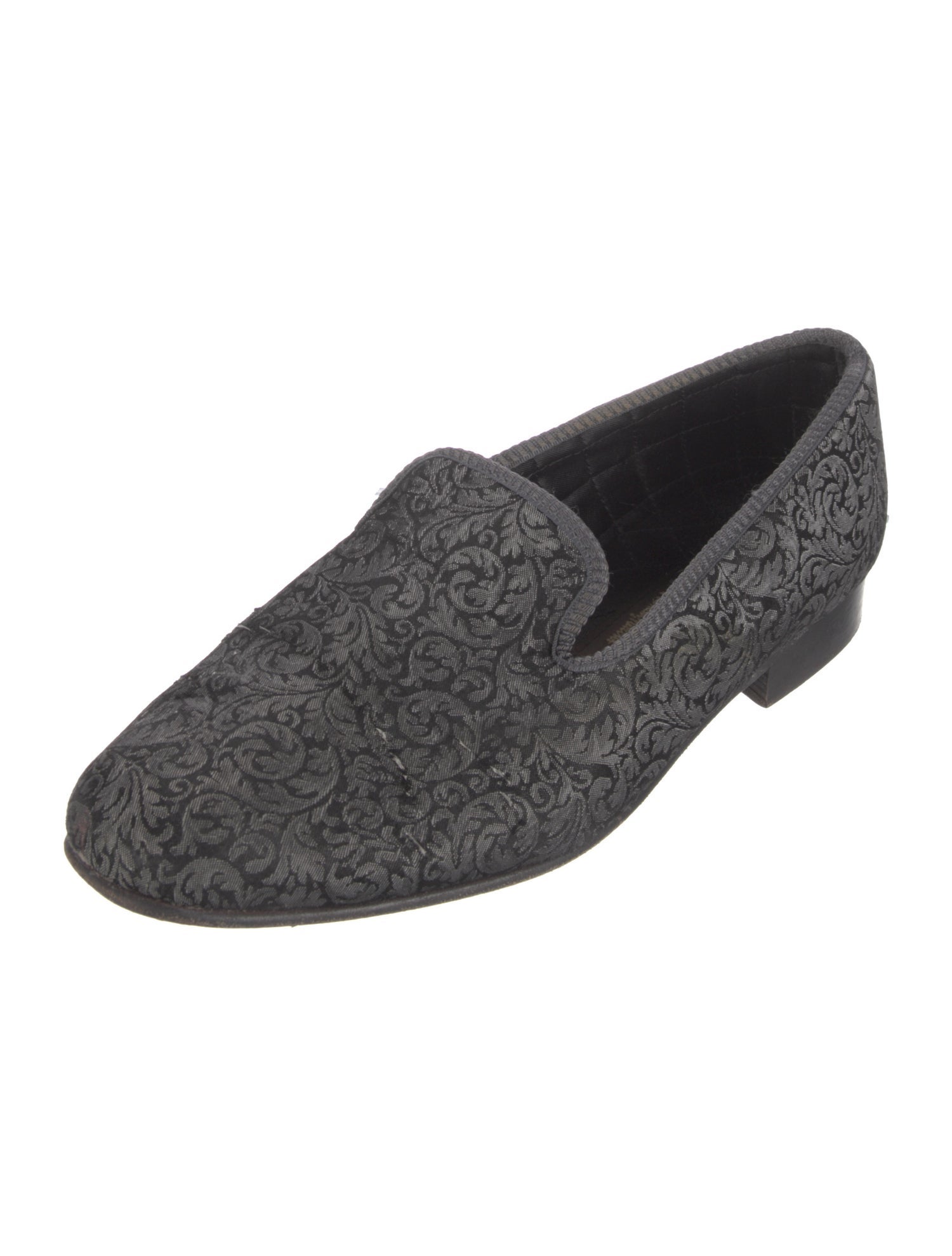 Neiman Marcus Velvet Printed Loafers