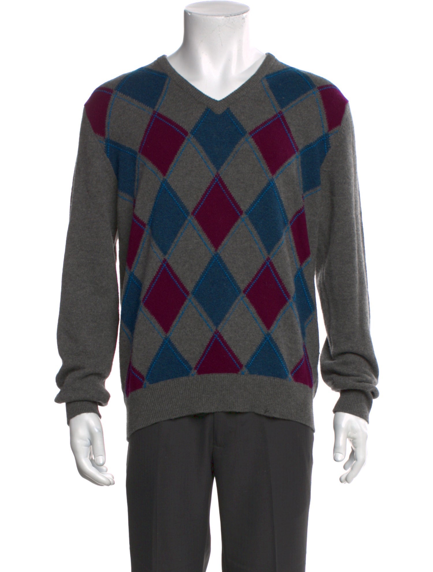 Neiman Marcus Cashmere Plaid Print Pullover