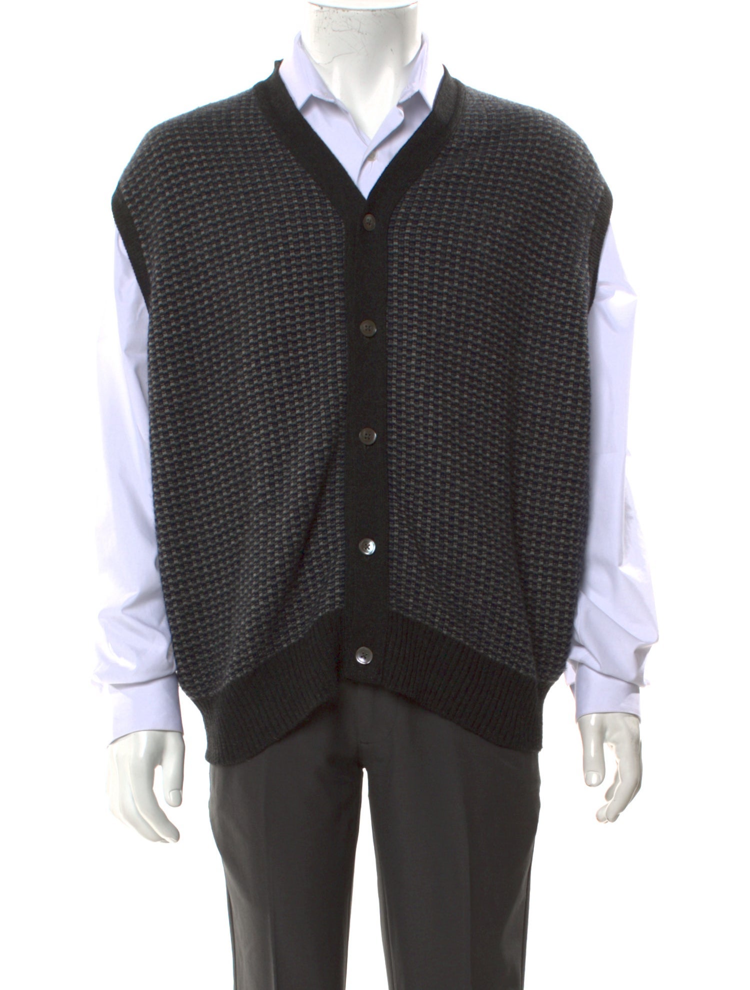 Neiman Marcus Cashmere Printed Sweater Vest