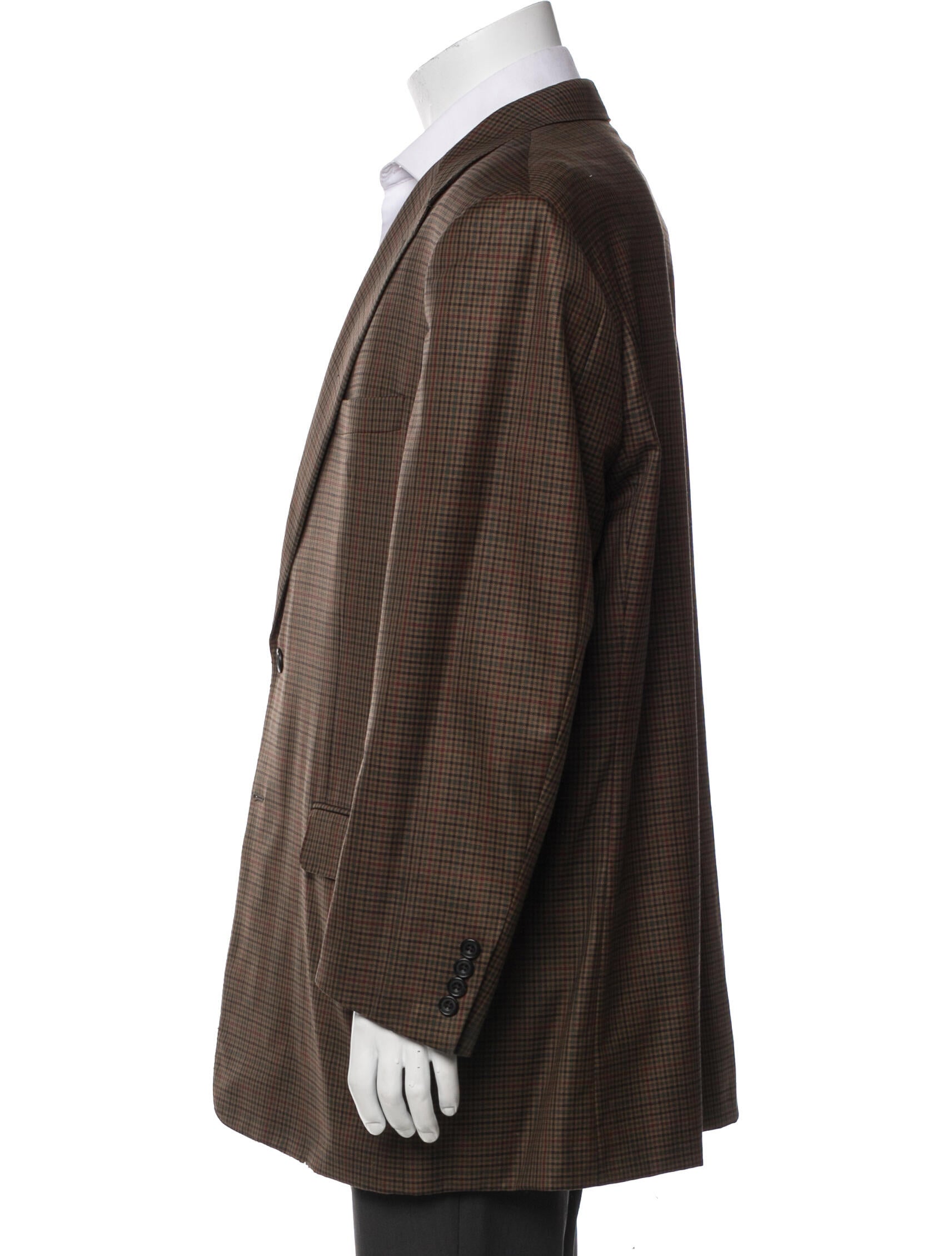 Neiman Marcus Wool Plaid Print Blazer