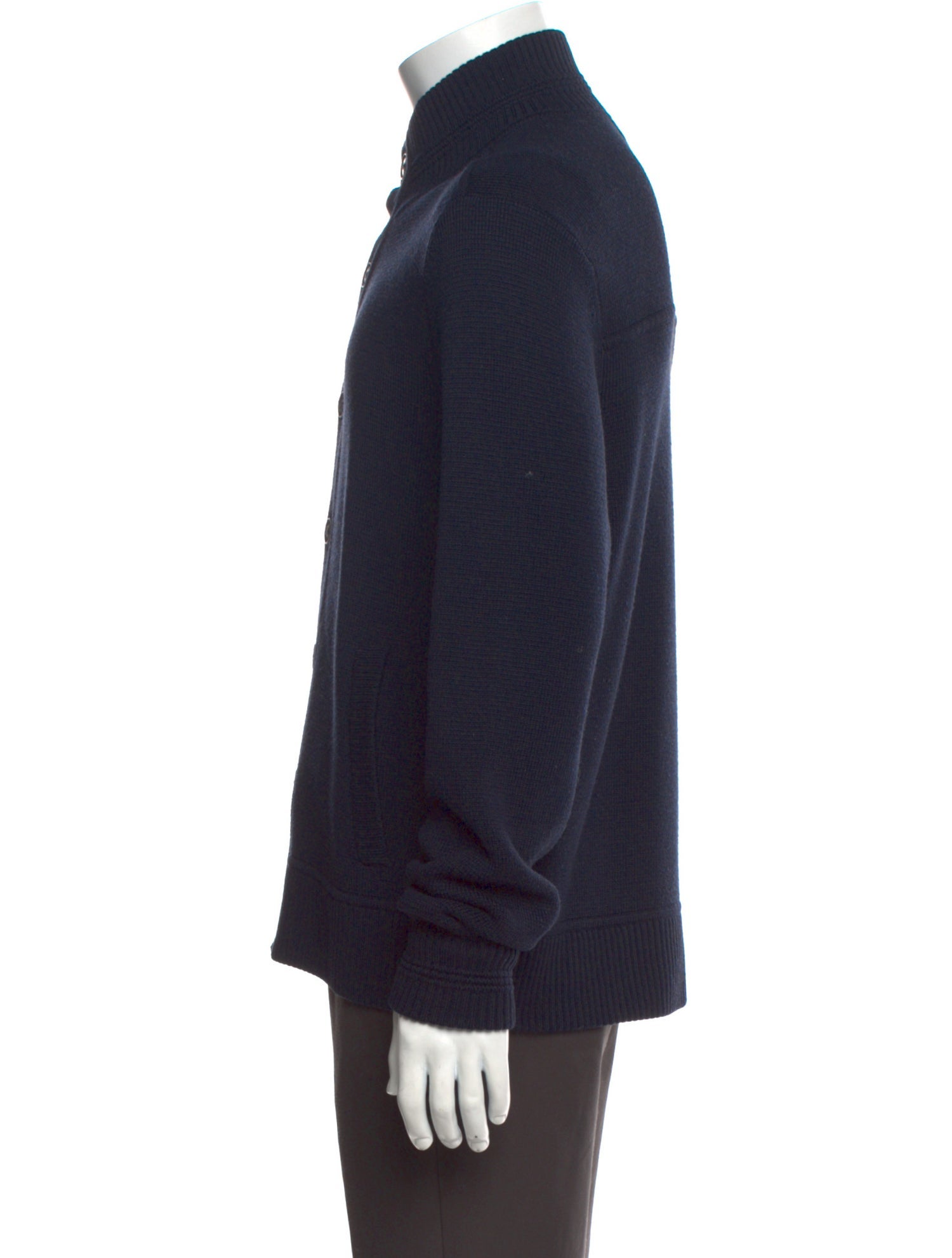 Neiman Marcus Merino Wool Mock Neck Cardigan