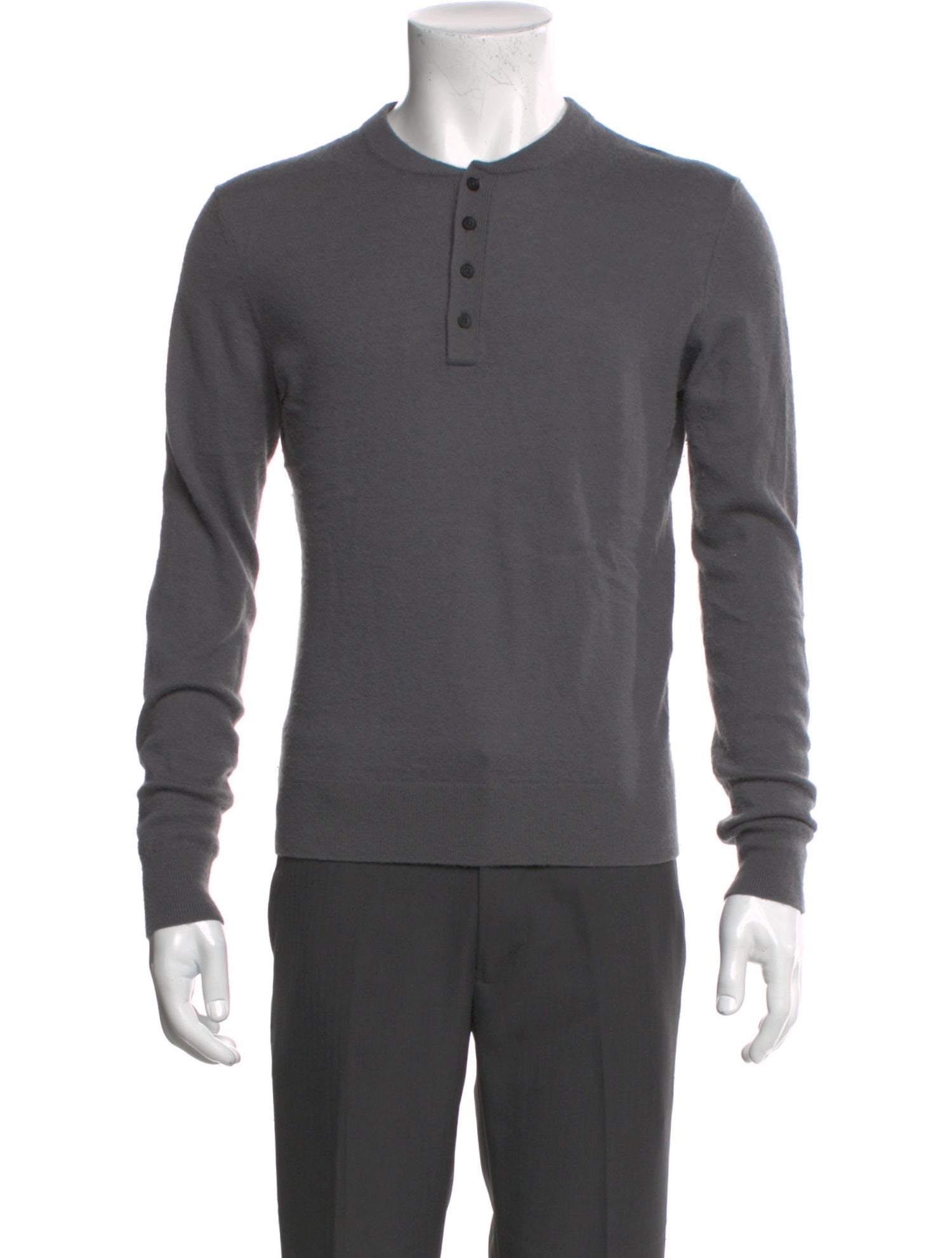 Neiman Marcus Cashmere Crew Neck Polo Sweater