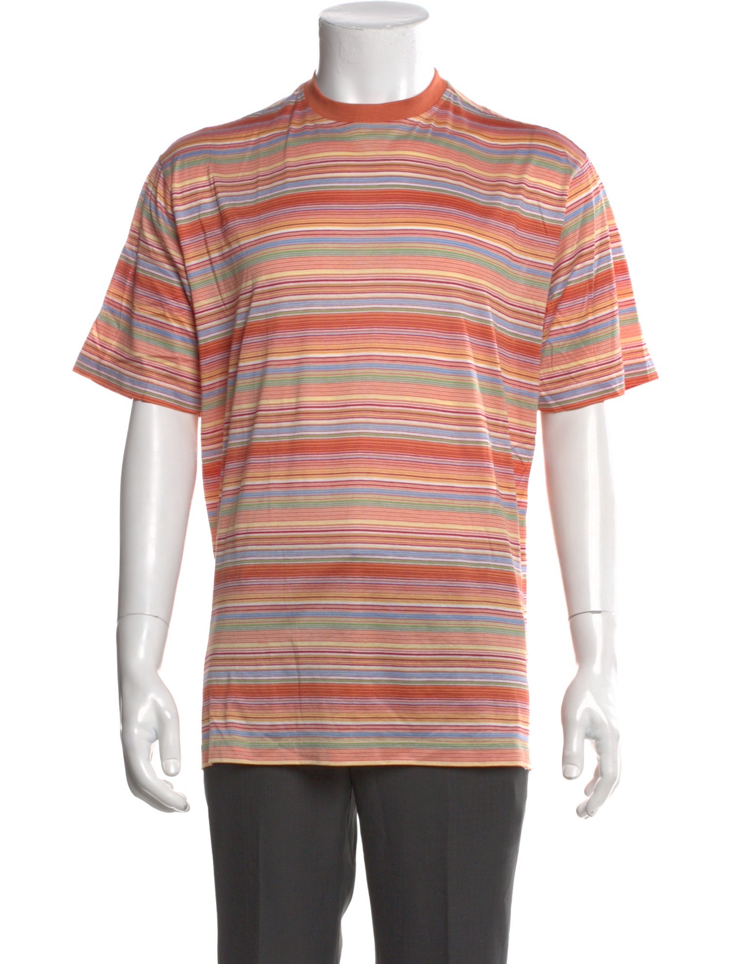 Neiman Marcus Striped Crew Neck T-Shirt