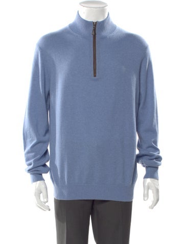 Pre-owned Neiman Marcus Cashmere Mock Neck Pullover W/ Tags In Blue