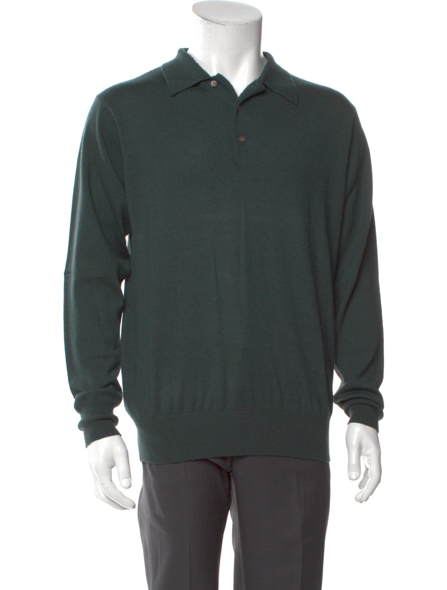 Neiman Marcus Merino Wool Mock Neck Polo Sweater