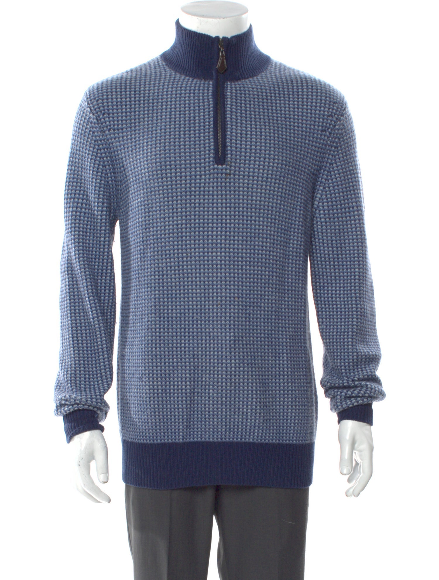 Neiman Marcus Cashmere Printed Polo Sweater