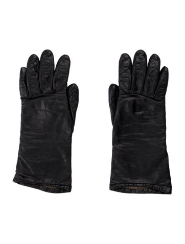 Pre-owned Neiman Marcus Leather Winter Gloves In Blue