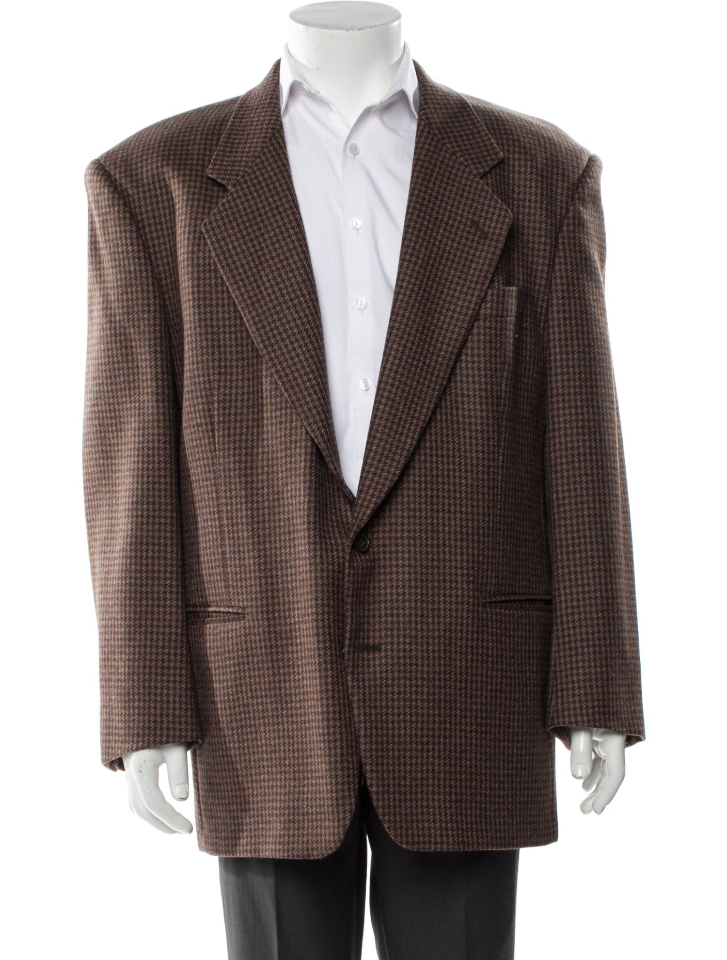 Neiman Marcus Virgin Wool Houndstooth Print Blazer