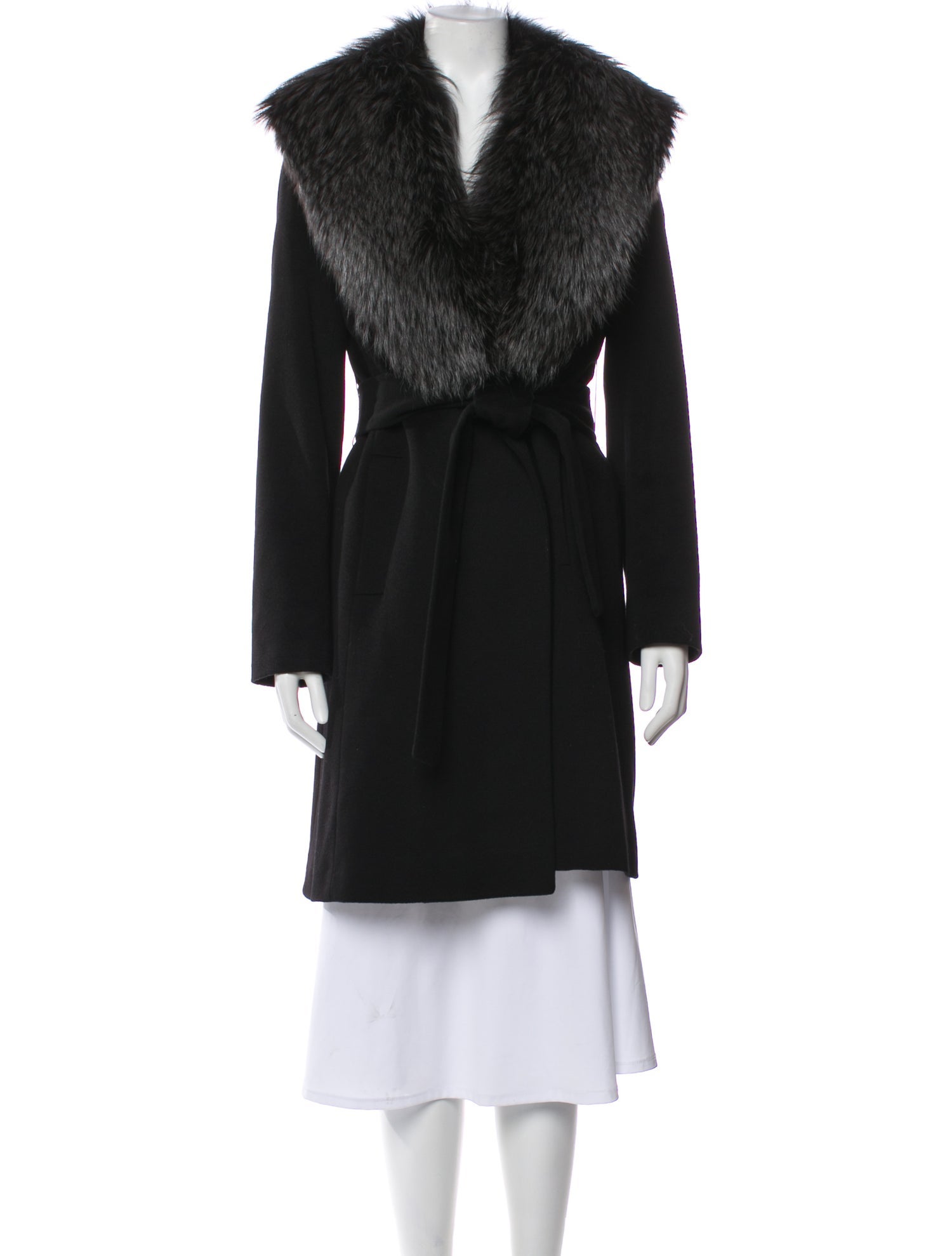 Neiman Marcus Wool Faux Fur Coat