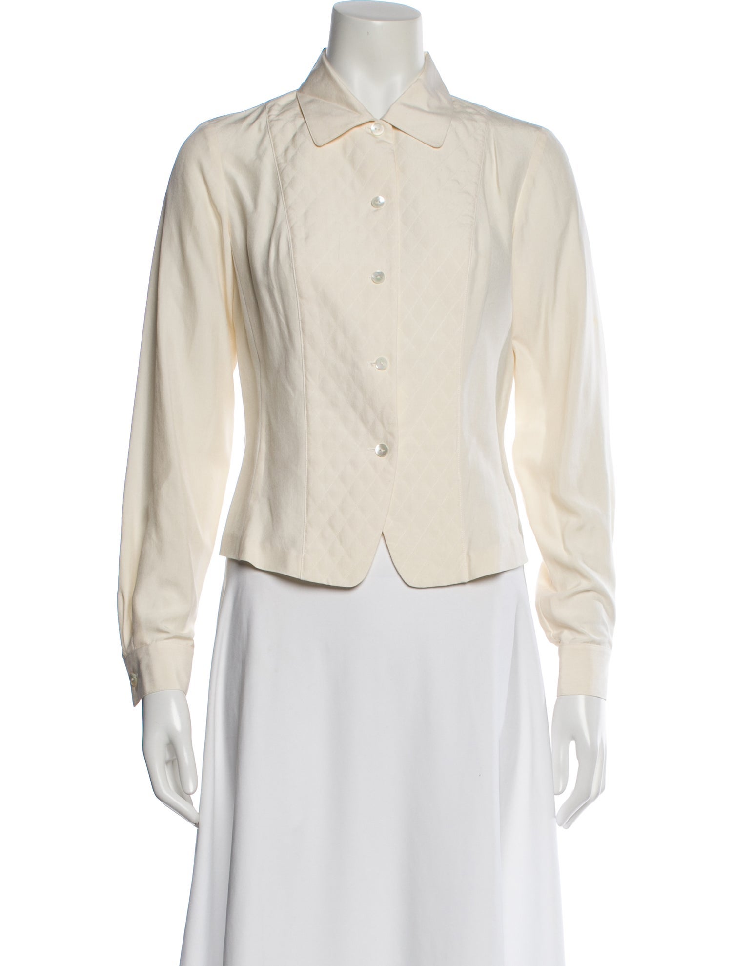 Neiman Marcus Silk Long Sleeve Blouse