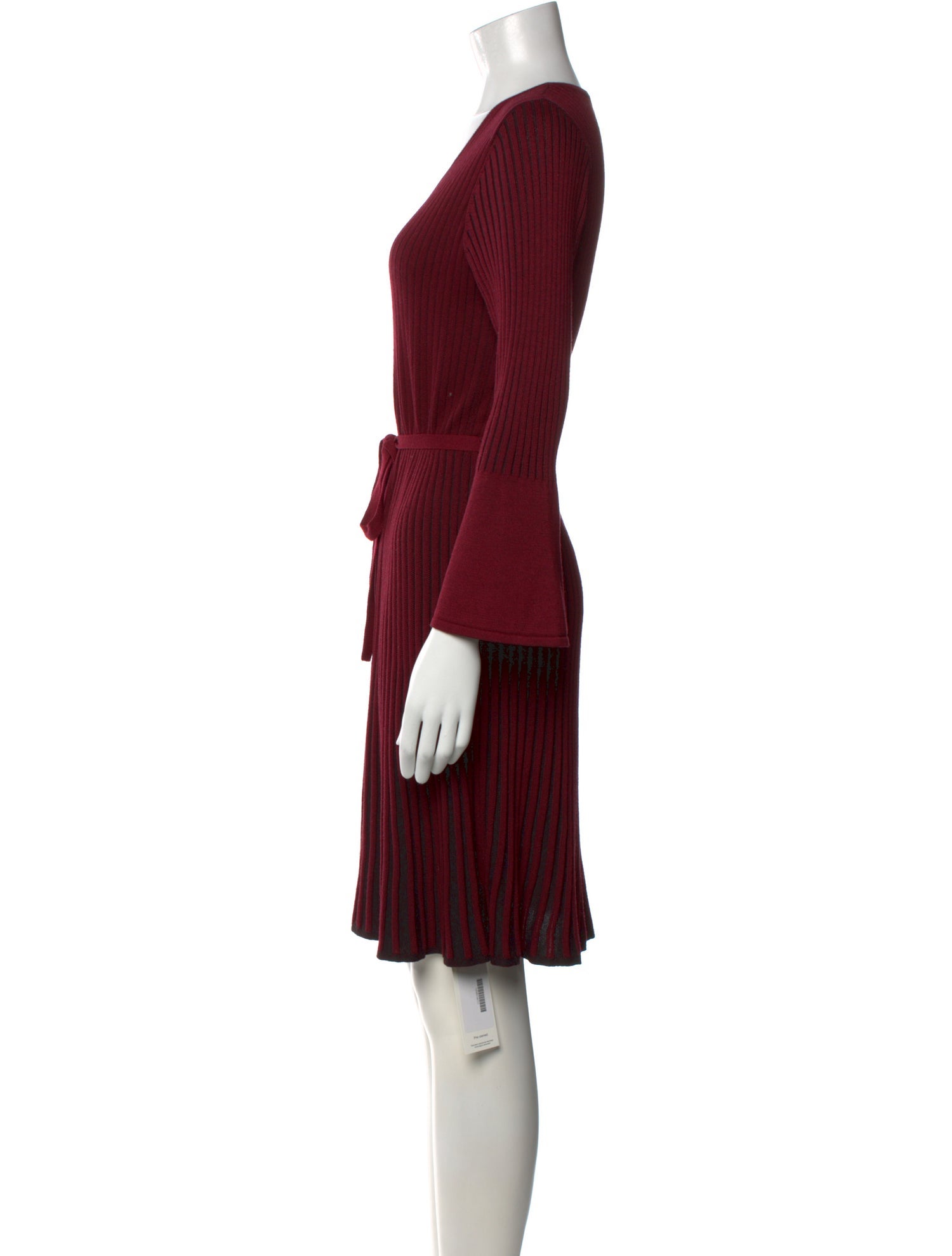 Neiman Marcus Striped Knee-Length Dress - Burgundy Dresses, Clothing - NEMRC80701