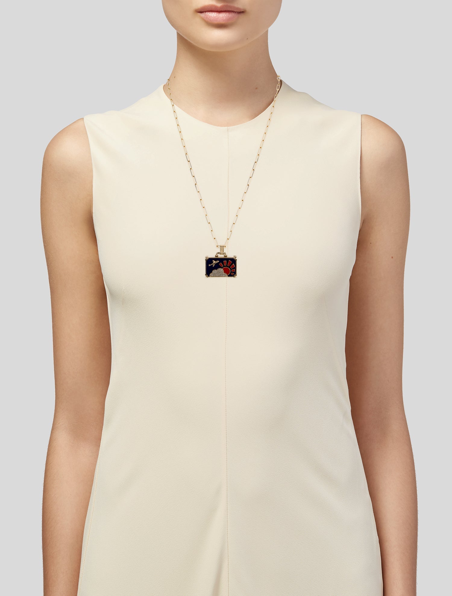 Nevernot 14K Diamond Midnight in Asia Suitcase Pendant Necklace