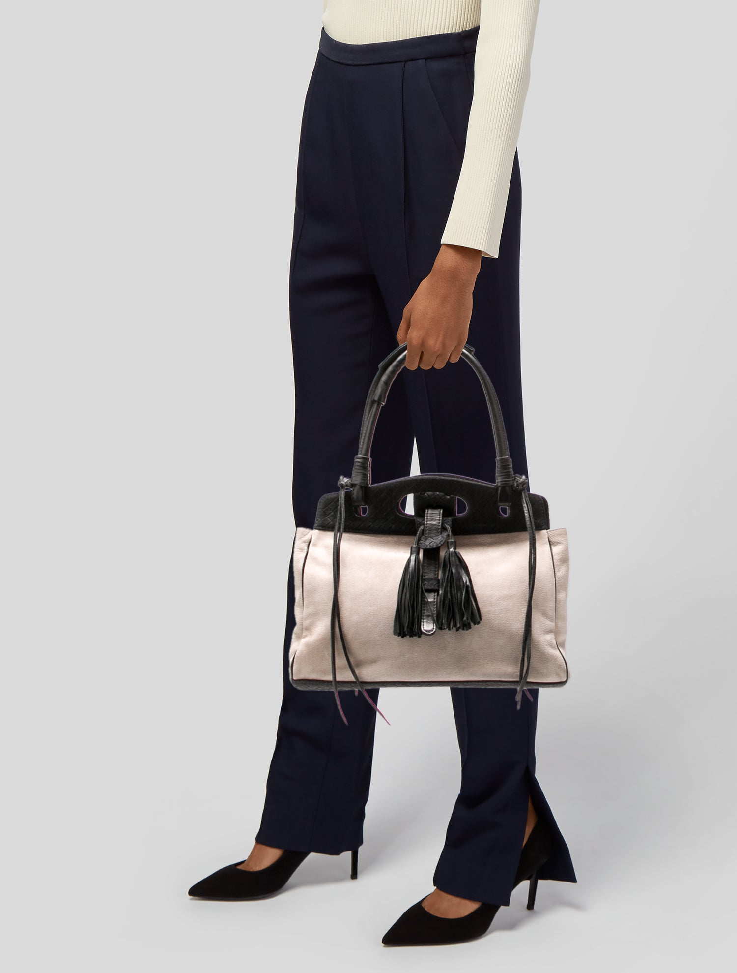 NewbarK Suede Top Handle Bag