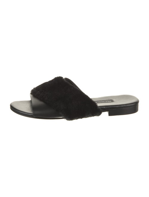 NewbarK Leather Faux Fur Trim Slides