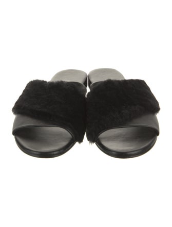 NewbarK Leather Faux Fur Trim Slides