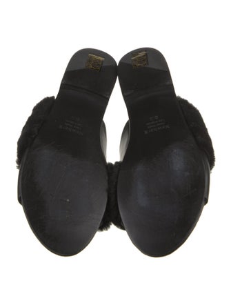 NewbarK Leather Faux Fur Trim Slides