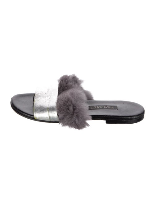 NewbarK Leather Fur Trim Slides