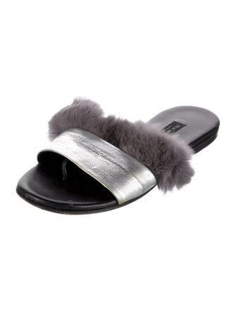 NewbarK Leather Fur Trim Slides