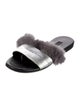 NewbarK Leather Fur Trim Slides
