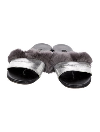 NewbarK Leather Fur Trim Slides