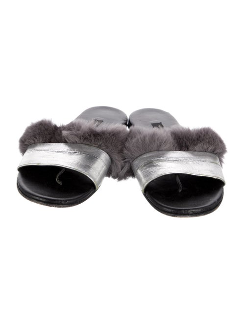 NewbarK Leather Fur Trim Slides