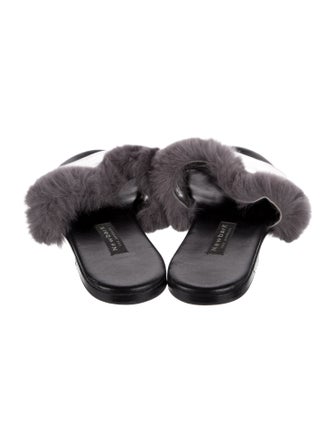 NewbarK Leather Fur Trim Slides