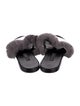 NewbarK Leather Fur Trim Slides