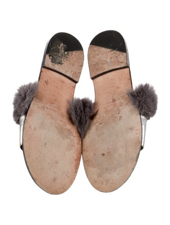 NewbarK Leather Fur Trim Slides