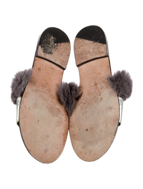 NewbarK Leather Fur Trim Slides