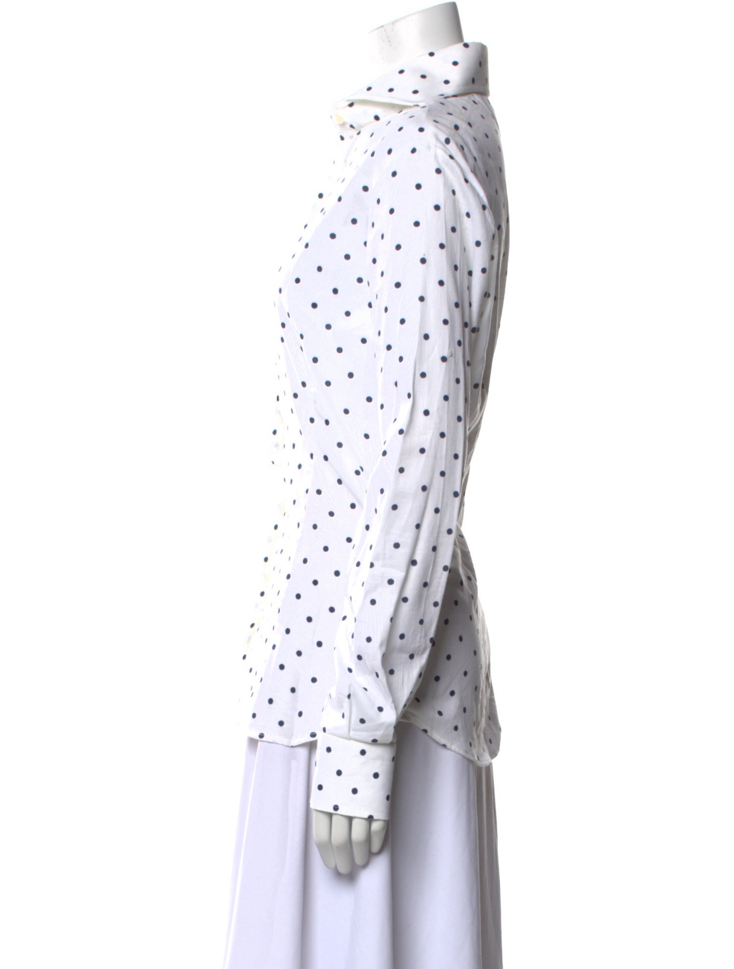 Negri Firenze Polka Dot Print Long Sleeve Button-Up Top