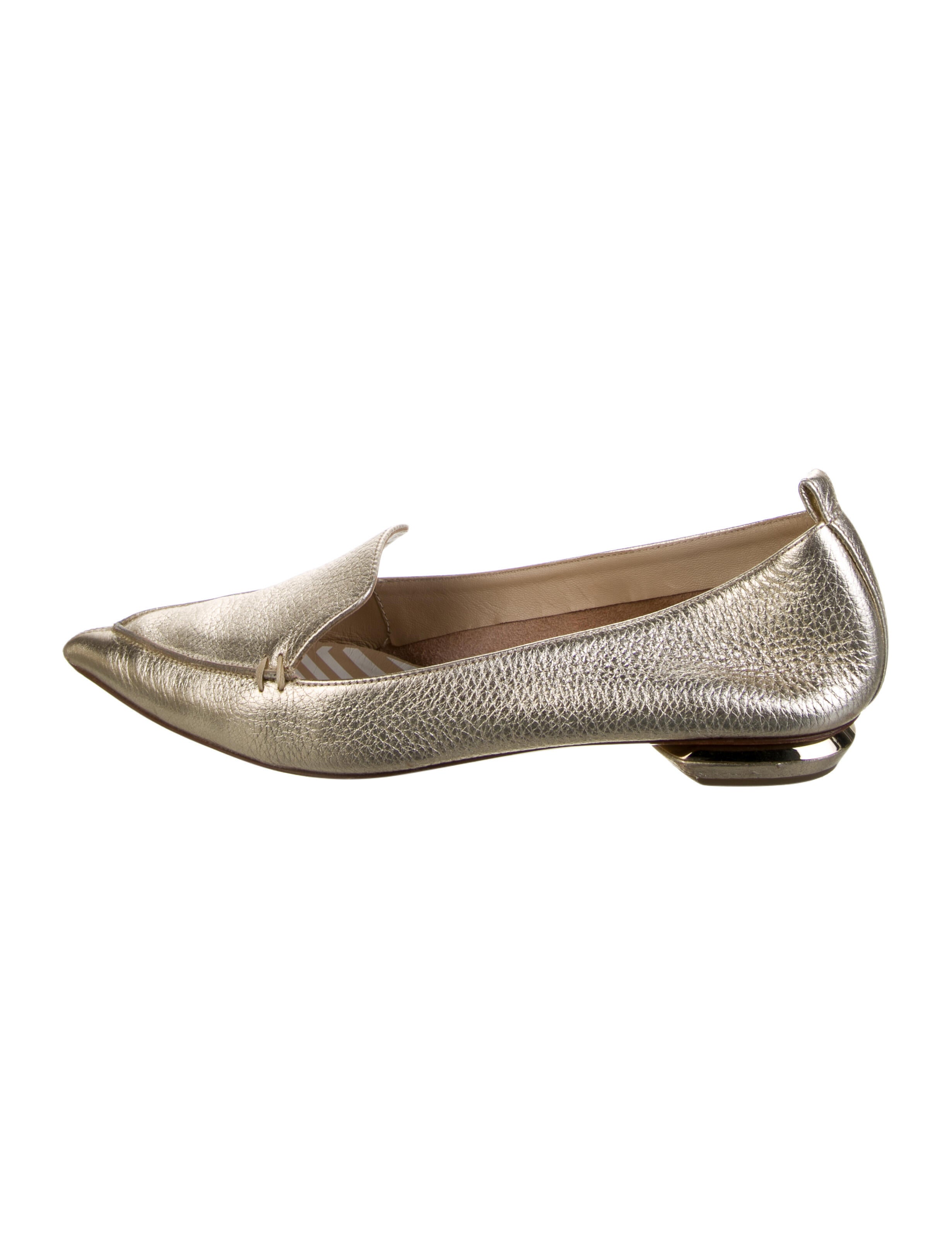 Nicholas Kirkwood Leather Loafers Gold Flats, Shoes NIC37335 The