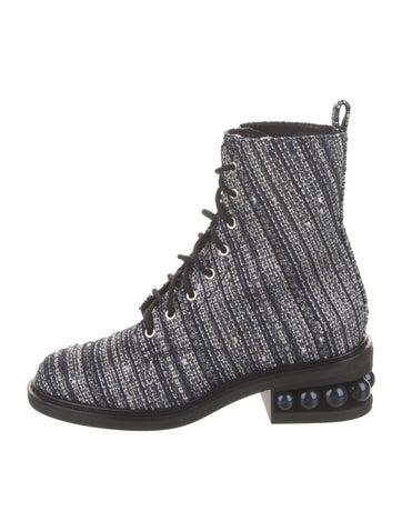 Nicholas Kirkwood Boots Printed Studded Accents Combat Us7, It37 | 7