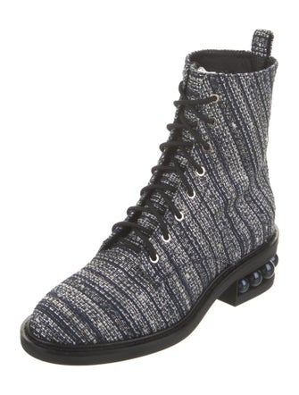 Nicholas Kirkwood Printed Studded Accents Combat Boots