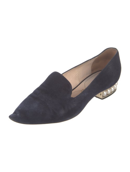 Nicholas Kirkwood Faux Pearl Accents Suede Loafers