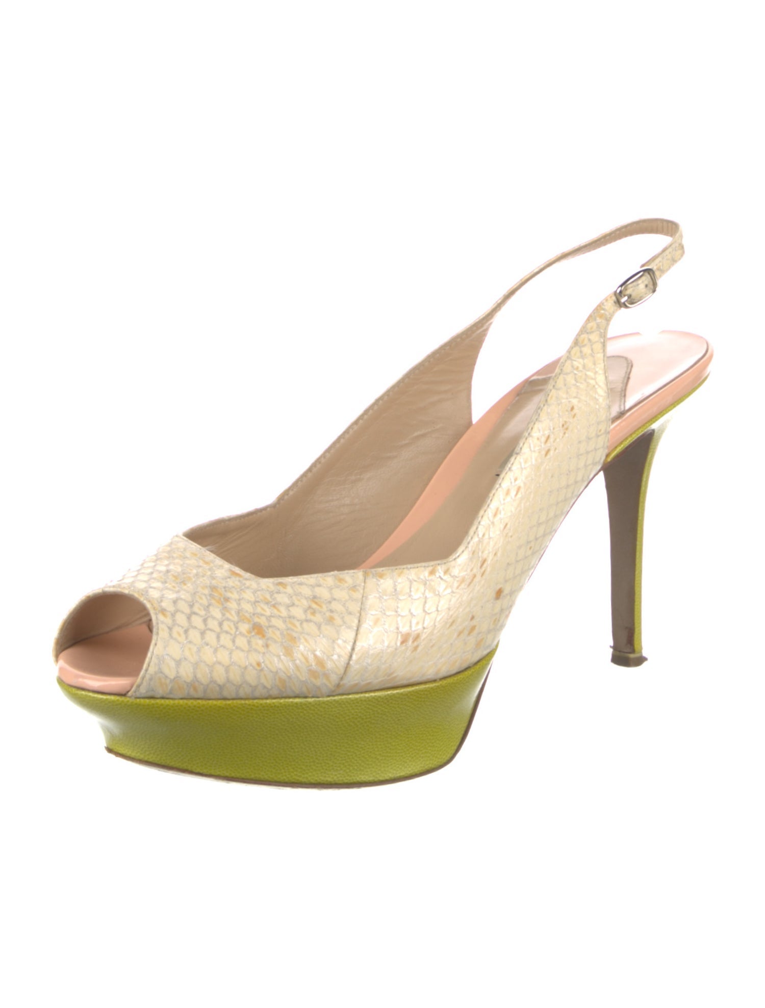 Nicholas Kirkwood Patent Leather Animal Print Slingback Sandals