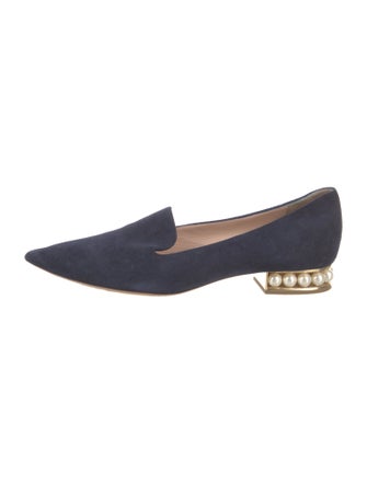 Nicholas Kirkwood Faux Pearl Accents Suede Loafers