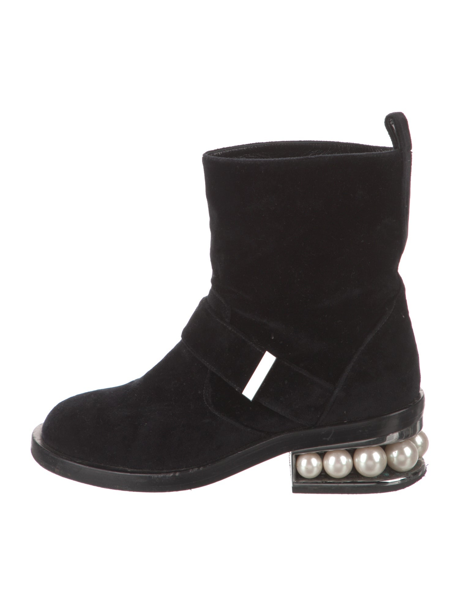 Nicholas Kirkwood Velvet Beaded Accents Moto Boots