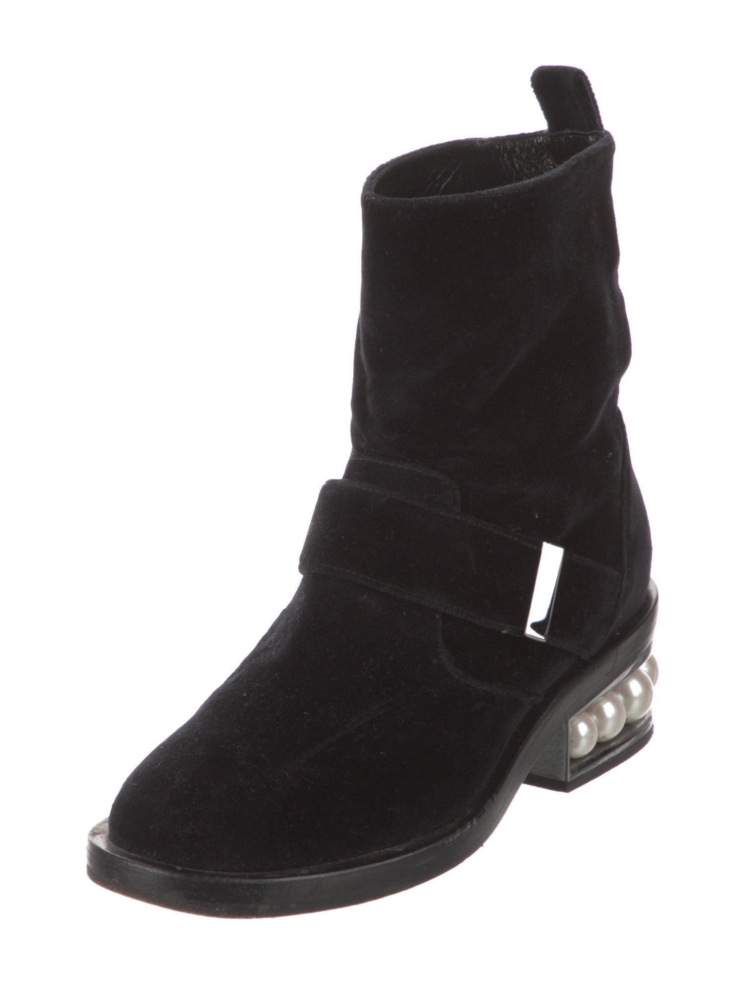 Nicholas Kirkwood Velvet Beaded Accents Moto Boots