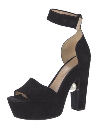 Nicholas Kirkwood Faux Pearl Accents Suede Sandals