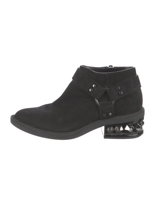 Nicholas Kirkwood Suede Studded Accents Moto Boots