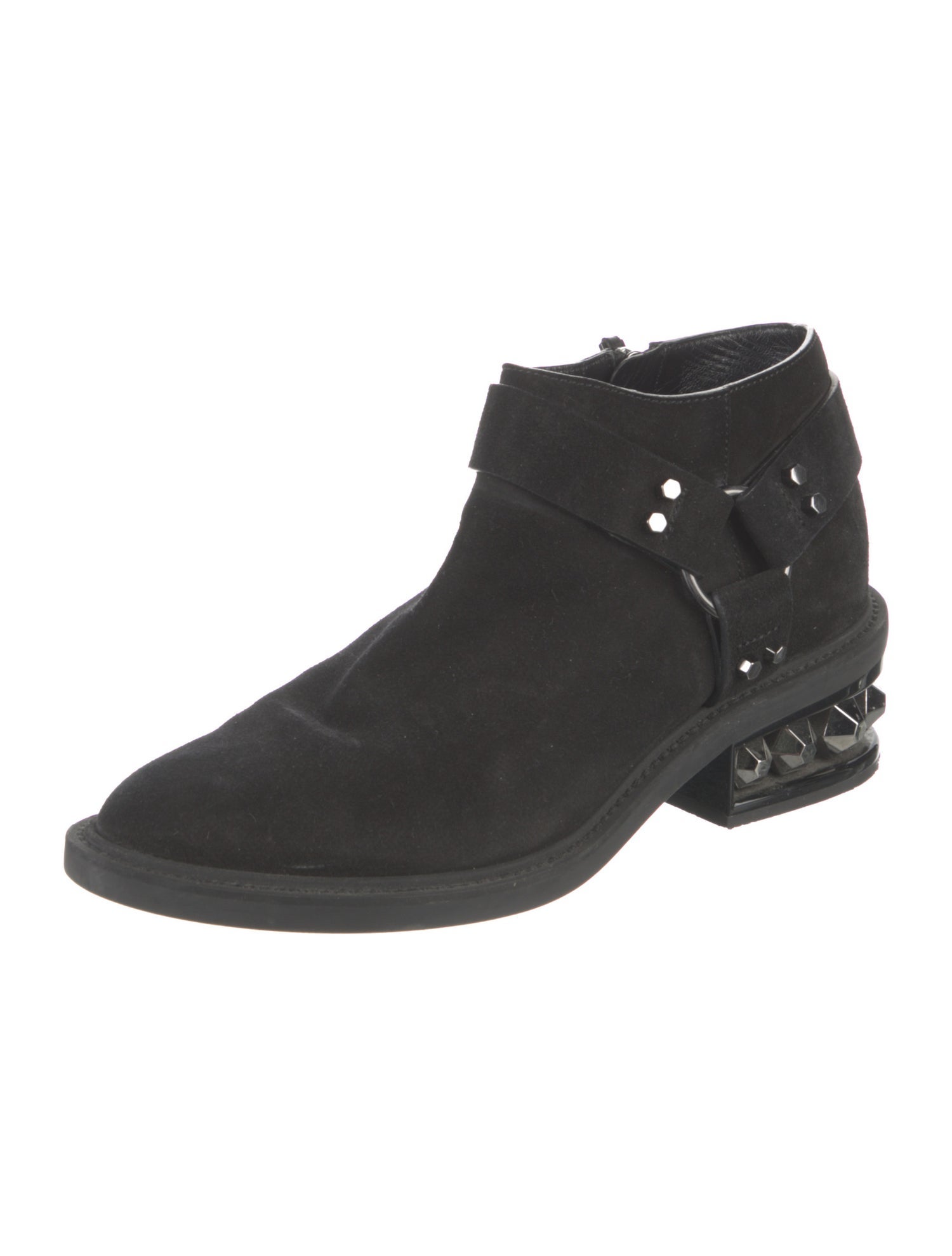 Nicholas Kirkwood Suede Studded Accents Moto Boots