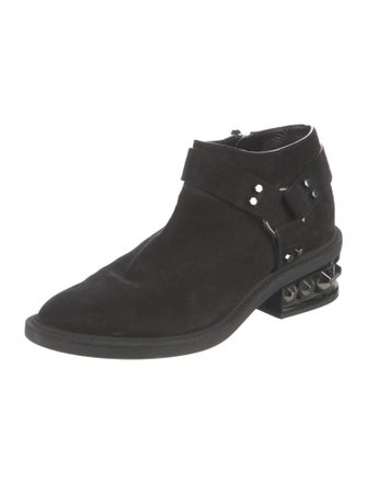 Nicholas Kirkwood Suede Studded Accents Moto Boots
