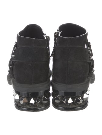 Nicholas Kirkwood Suede Studded Accents Moto Boots