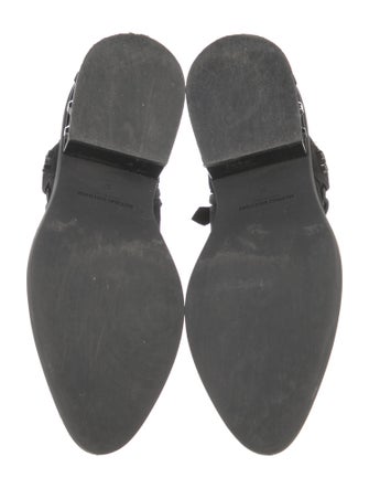 Nicholas Kirkwood Suede Studded Accents Moto Boots