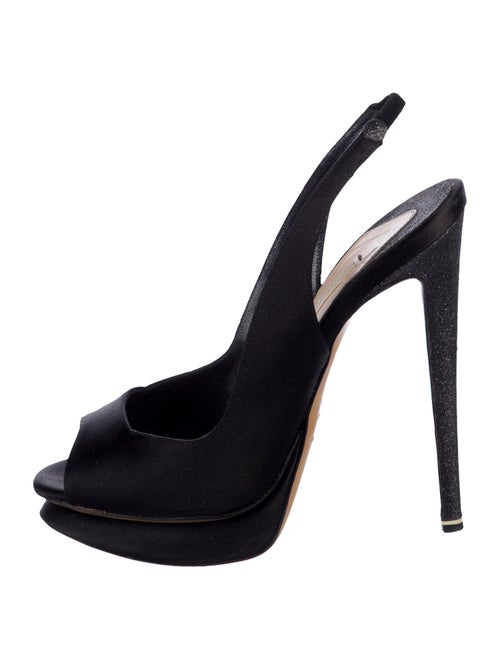 Nicholas Kirkwood Faux Pearl Accents Satin Slingback Sandals