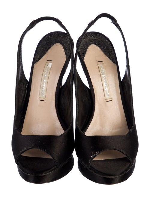 Nicholas Kirkwood Faux Pearl Accents Satin Slingback Sandals