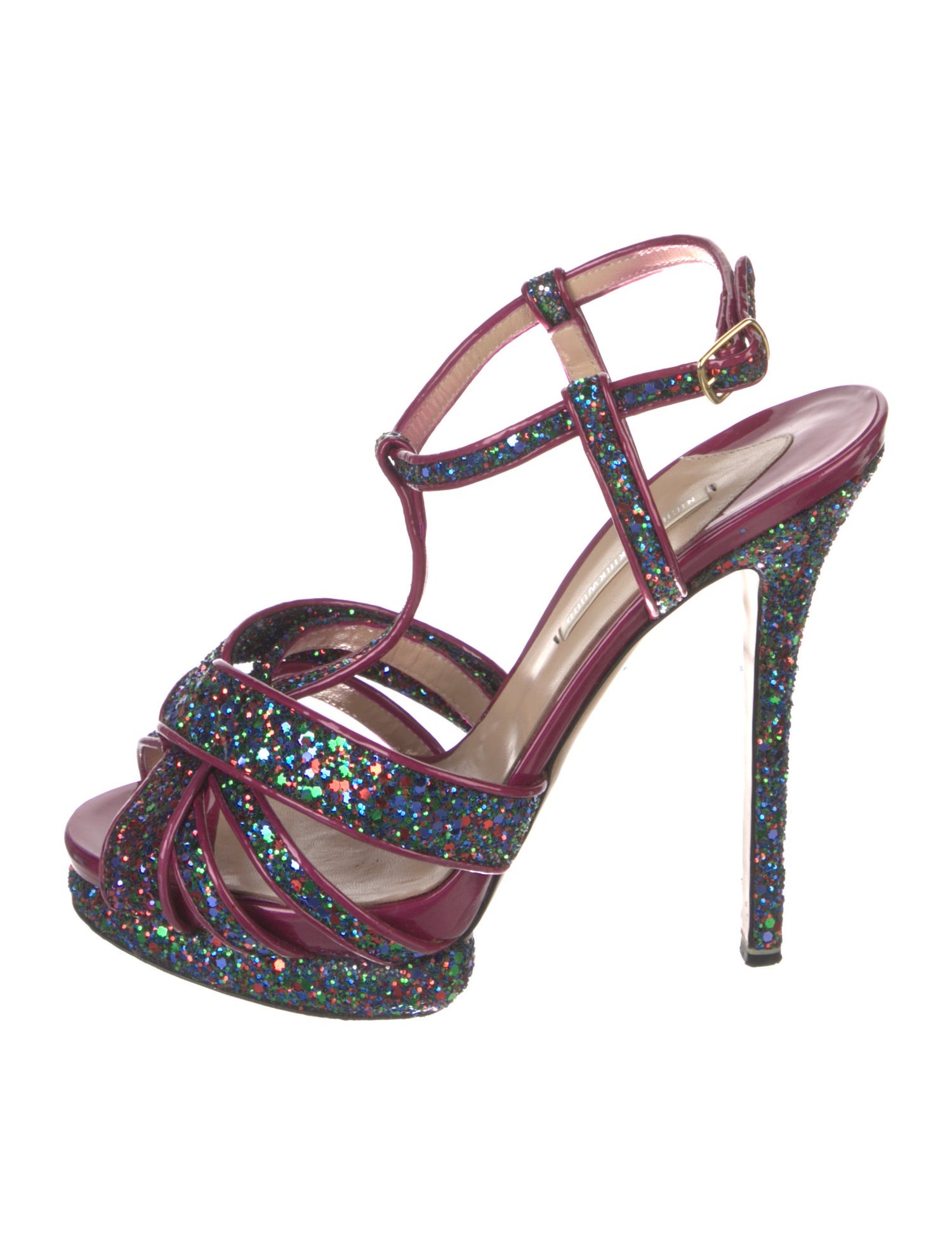 Nicholas Kirkwood Glitter Glitter Accents T-Strap Sandals