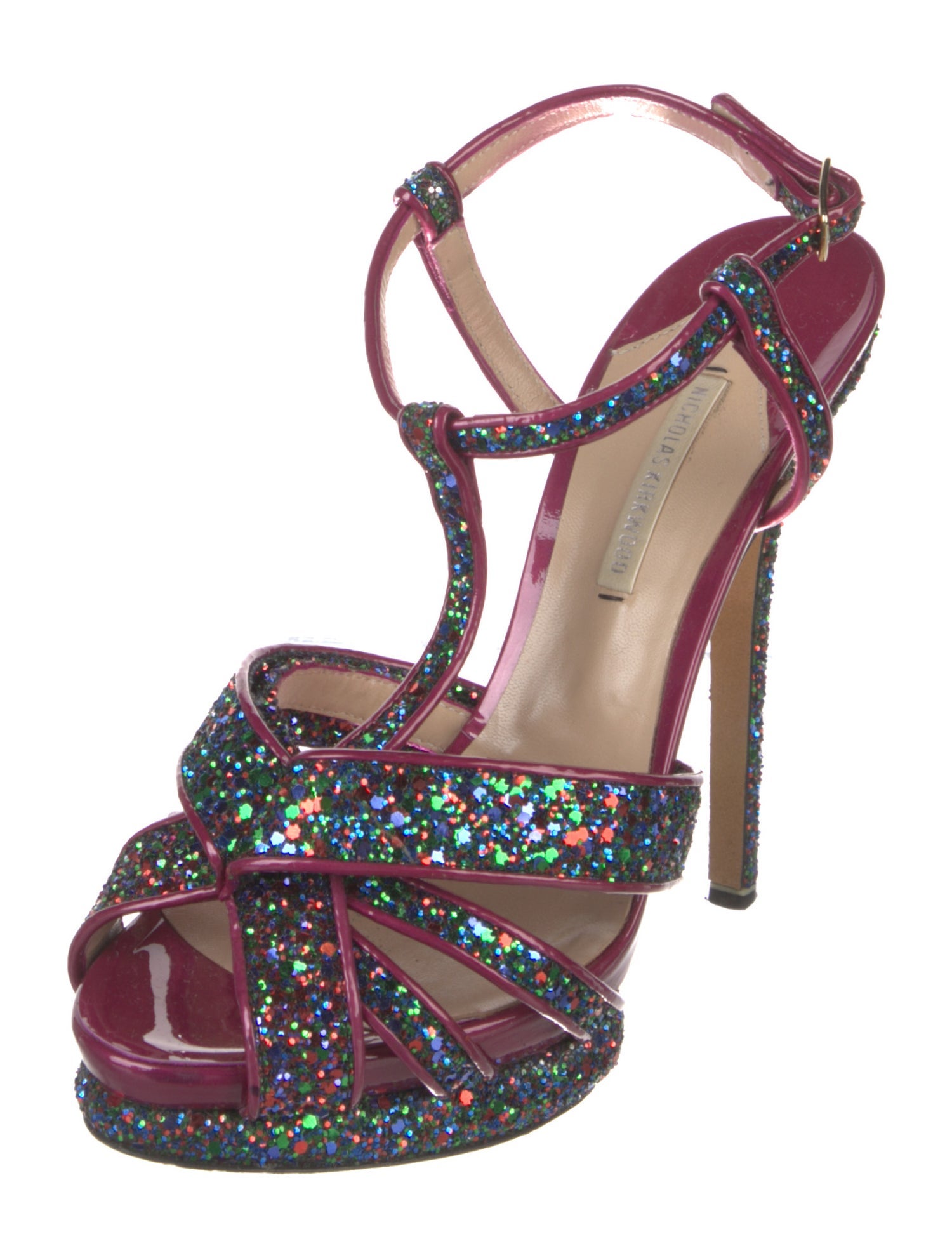 Nicholas Kirkwood Glitter Glitter Accents T-Strap Sandals