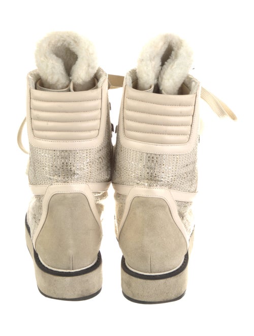 Nicholas Kirkwood Shearling Tweed Pattern Lace-Up Boots