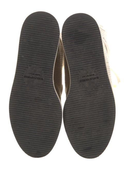 Nicholas Kirkwood Shearling Tweed Pattern Lace-Up Boots